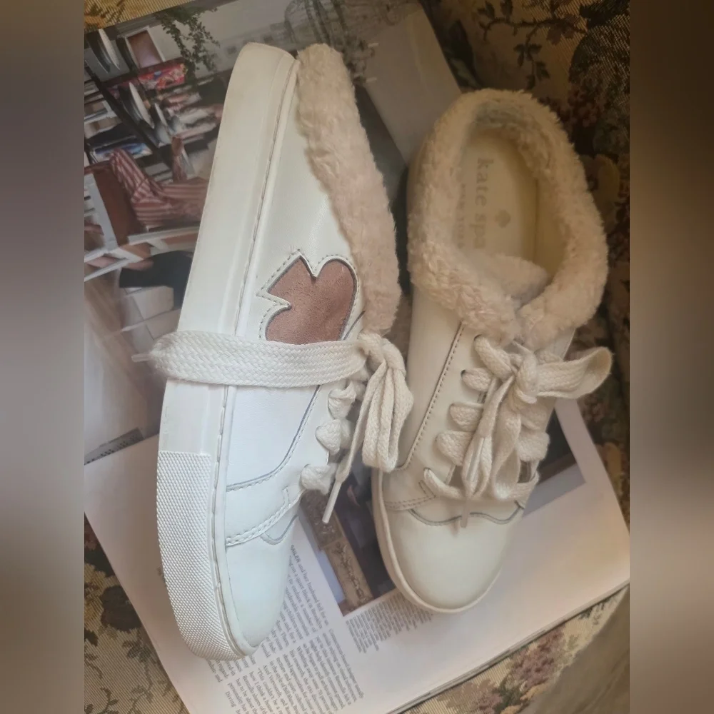 Kate Spade White Cream Cozy Slippers